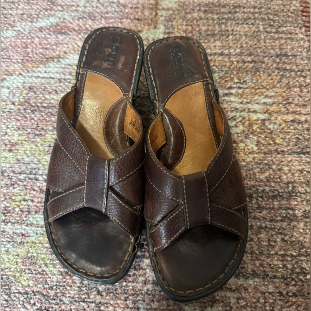 Born Dark Brown Leather Men's Sandals